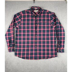 Men's Duluth Trading Co Long Sleeve Plaid Flannel Button Up Shirt Pink XL Tall